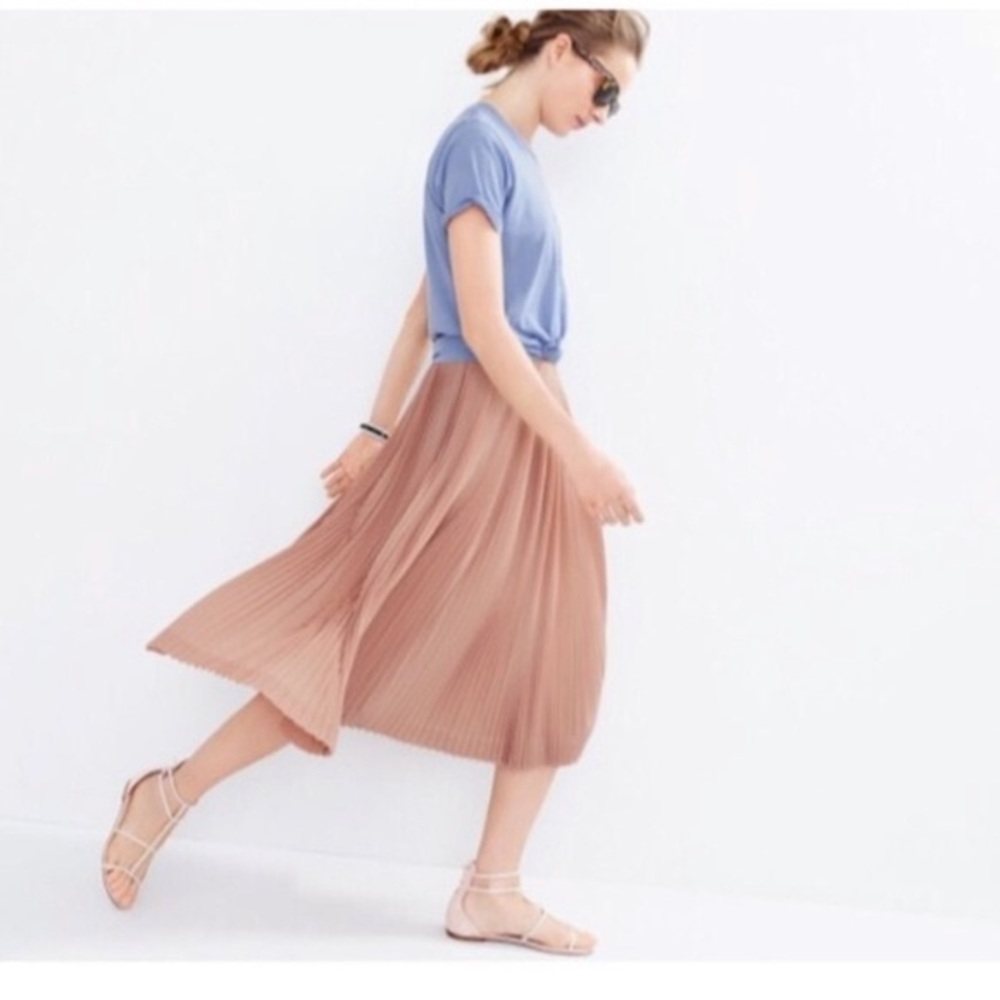 J. Crew Blush Pleated Midi Skirt Size 4